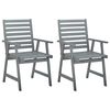 vidaXL Outdoor Dining Chairs with Cushions 2 pcs Solid Acacia Wood