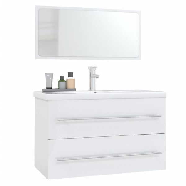 vidaXL 3 Piece Bathroom Furniture Set High Gloss White