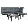 vidaXL 5 Piece Garden Lounge Set Black and Grey Poly Rattan
