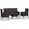 vidaXL 4 Piece Garden Lounge Set with Cushions Black Poly Rattan