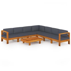 vidaXL Wooden Lounge Set | Dark Grey | Solid Acacia wood | Modular