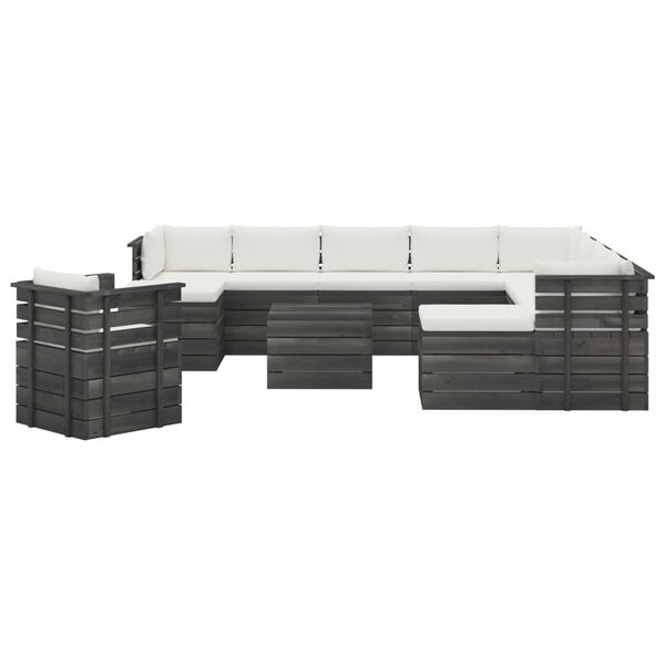 vidaXL 12 Piece Garden Pallet Lounge Set with Cushions Solid Pinewood