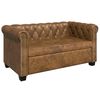 vidaXL Sofa | Brown | Faux Leather | 2-seater | Durable | Chesterfield Sofa