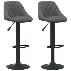 vidaXL Bar Stool | Set of 2 | Dark Grey | Velvet (100% polyester), Steel