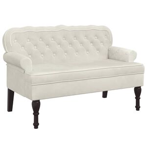 vidaXL Bench with Backrest Cream 119.5x64.5x75 cm Velvet