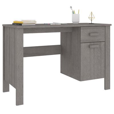vidaXL Desk HAMAR Light Grey 113x50x75 cm Solid Wood Pine