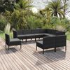 vidaXL 9 Piece Garden Lounge Set with Cushions Poly Rattan Black