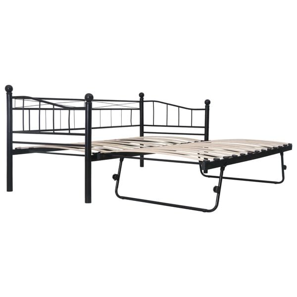 vidaXL Bed Frame without Mattress Black Steel 180x200/90x200 cm