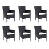 vidaXL 7 Piece Garden Dining Set with Cushions Poly Rattan Black