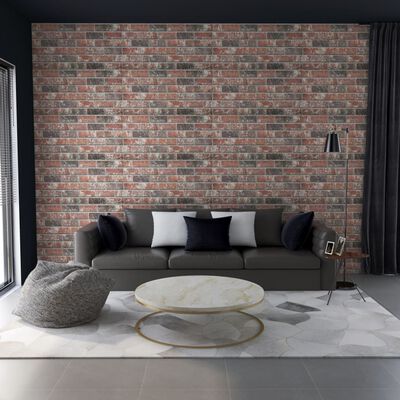 vidaXL 3D Wall Panels with Dark Brown & Grey Brick Design 11 pcs EPS