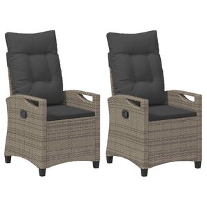 vidaXL Garden Chair 2 pcs Grey and Dark Grey Steel and Polyester