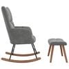 vidaXL Rocking Chair with a Stool Dark Grey Velvet