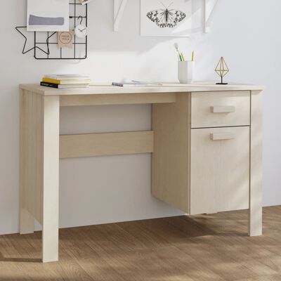 vidaXL Desk HAMAR Honey Brown 113x50x75 cm Solid Wood Pine