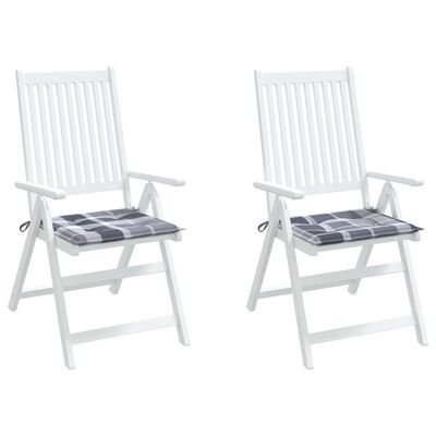 vidaXL Garden Chair Cushions 2 pcs Grey Check Pattern 40x40x3 cm Oxford Fabric