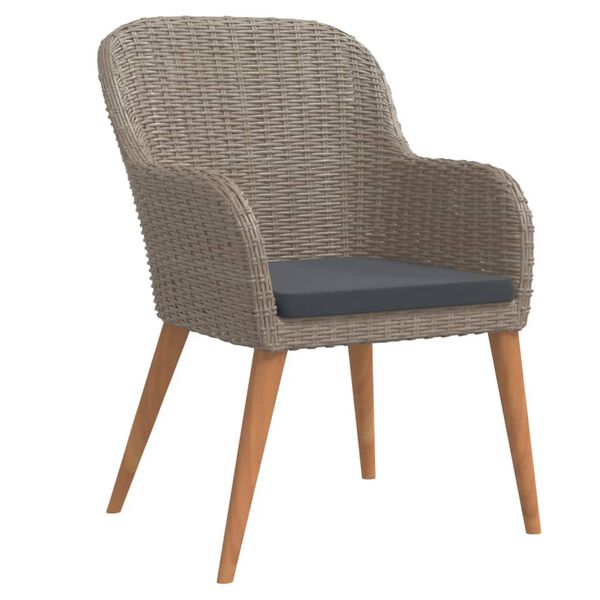 vidaXL 7 Piece Garden Dining Set with Cushions Brown