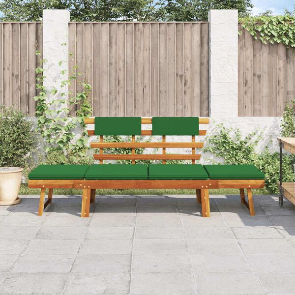 vidaXL Garden Bench with Cushions 2-in-1 190 cm Solid Acacia Wood