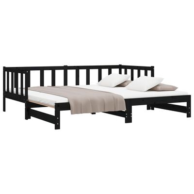 vidaXL Pull-out Day Bed without Mattress Black 2x(90x200) cm