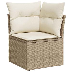 vidaXL Garden Sofa Corner with Cushions Beige Poly Rattan