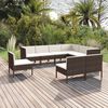 vidaXL 9 Piece Garden Lounge Set with Cushions Poly Rattan Brown