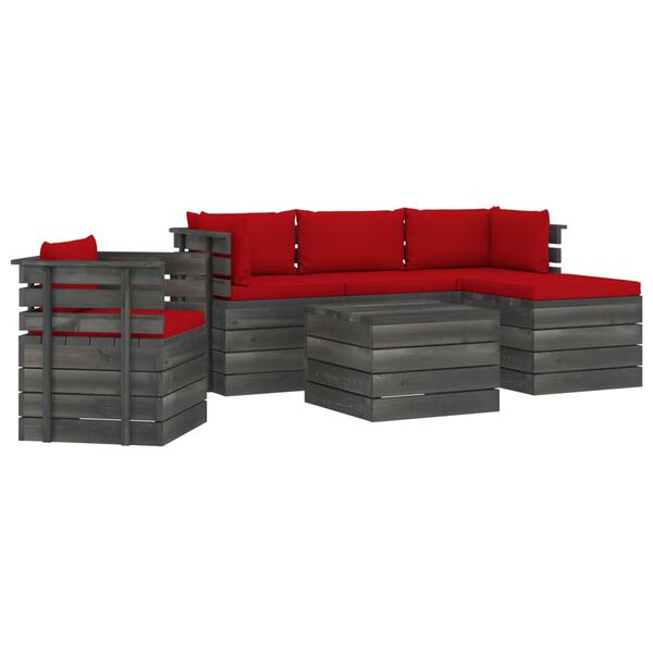 vidaXL 6 Piece Garden Pallet Lounge Set with Cushions Solid Pinewood