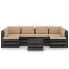 vidaXL 7 Piece Garden Lounge Set with Cushions Grey Impregnated Wood