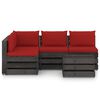 vidaXL 5 Piece Garden Lounge Set with Cushions Grey Impregnated Wood