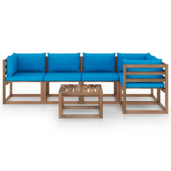 vidaXL 6 Piece Garden Pallet Lounge Set with Cushions Impregnated Pinewood