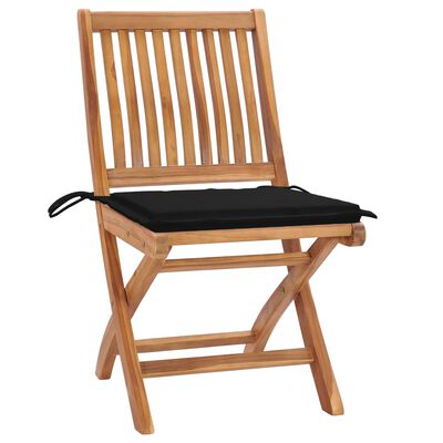 vidaXL Folding Garden Chairs with Cushions 6 pcs Solid Teak Wood