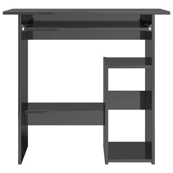 vidaXL Desk High Gloss Grey 80x45x74 cm Engineered Wood