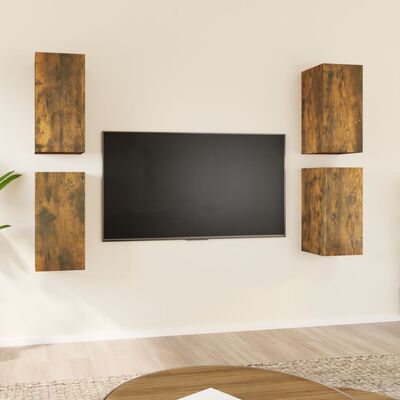 vidaXL TV Cabinets 4 pcs Smoked Oak 30.5x30x60 cm Engineered Wood