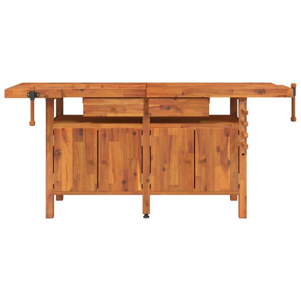 vidaXL Workbench with Drawers and Vices 192x62x83 cm Solid Wood Acacia