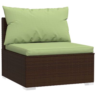 vidaXL 7 Piece Garden Lounge Set with Cushions Poly Rattan Brown