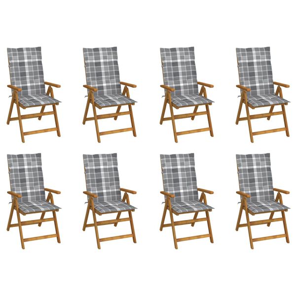 vidaXL Folding Garden Chairs with Cushions 8 pcs Solid Acacia Wood