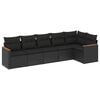 vidaXL 6 Piece Garden Sofa Set with Cushions Black Poly Rattan