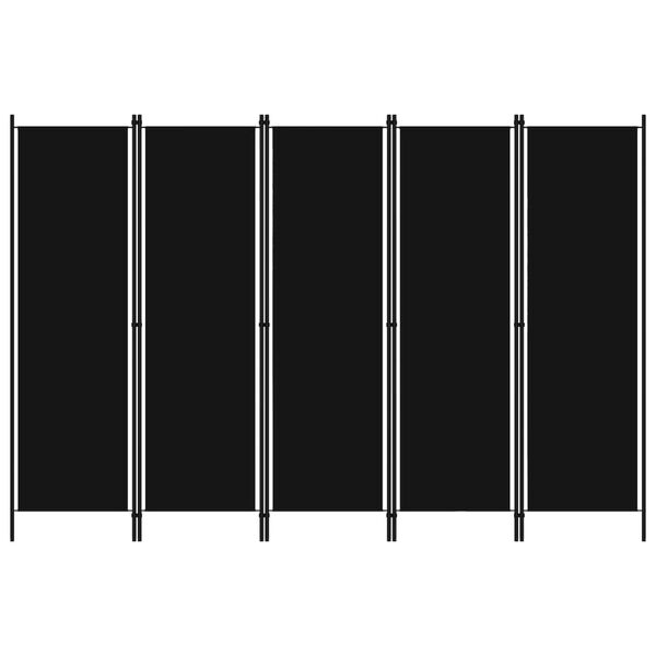 vidaXL 5-Panel Room Divider Black 250x180 cm