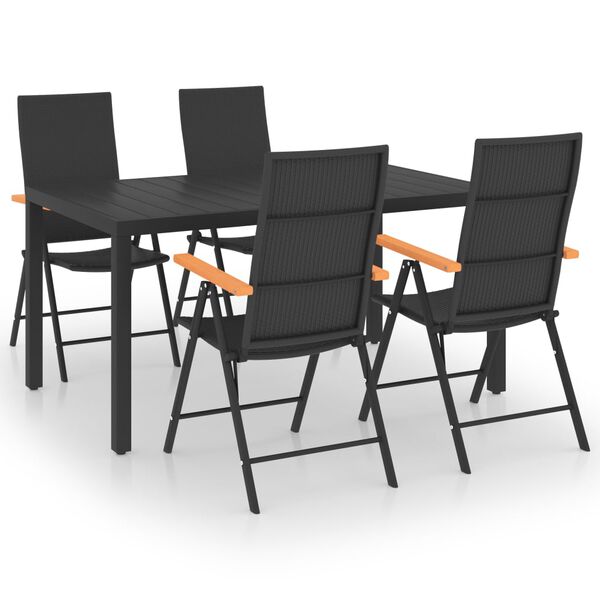 vidaXL 5 Piece Garden Dining Set Black and Brown