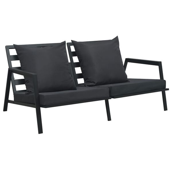 vidaXL Garden 2-Seater Sofa with Cushions Dark Grey Aluminium