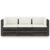 vidaXL 3-Seater Garden Sofa with Cushions Grey Impregnated Wood