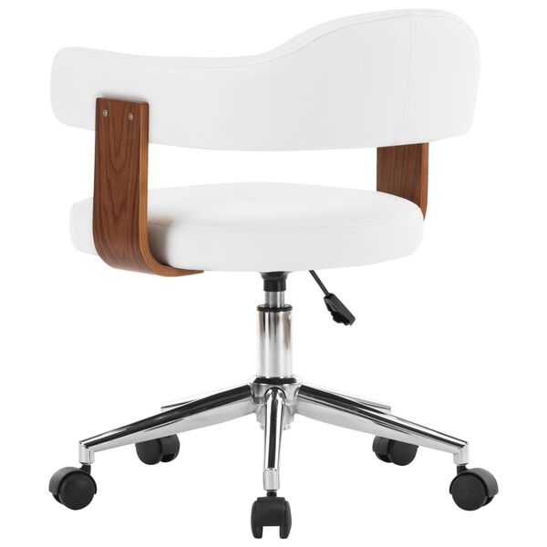 vidaXL Swivel Dining Chair White Bent Wood and Faux Leather
