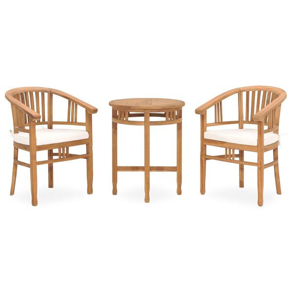 vidaXL 3 Piece Garden Dining Set with Cushions Solid Teak Wood