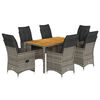 vidaXL 7 Piece Garden Dining Set with Cushions Grey Poly Rattan