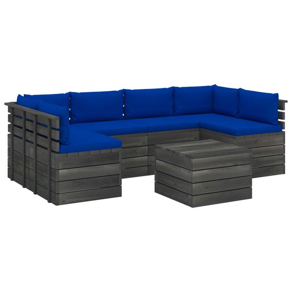 vidaXL 7 Piece Garden Pallet Lounge Set with Cushions Solid Pinewood