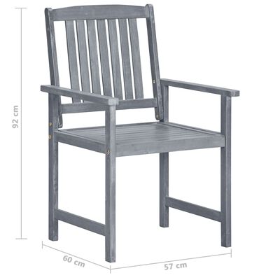 vidaXL Garden Chairs with Cushions 2 pcs Grey Solid Acacia Wood