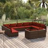 vidaXL 11 Piece Garden Lounge Set with Cushions Brown Poly Rattan
