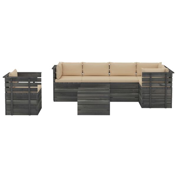 vidaXL 7 Piece Garden Pallet Lounge Set with Cushions Solid Pinewood