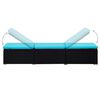 vidaXL Sun Lounger with Cushion and Tea Table Poly Rattan Blue