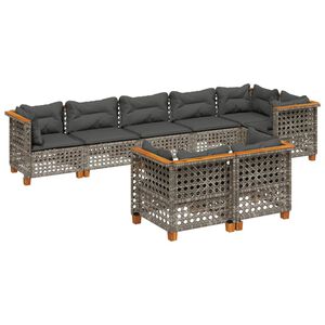 vidaXL 8 Piece Garden Sofa Set with Cushions Grey Poly Rattan