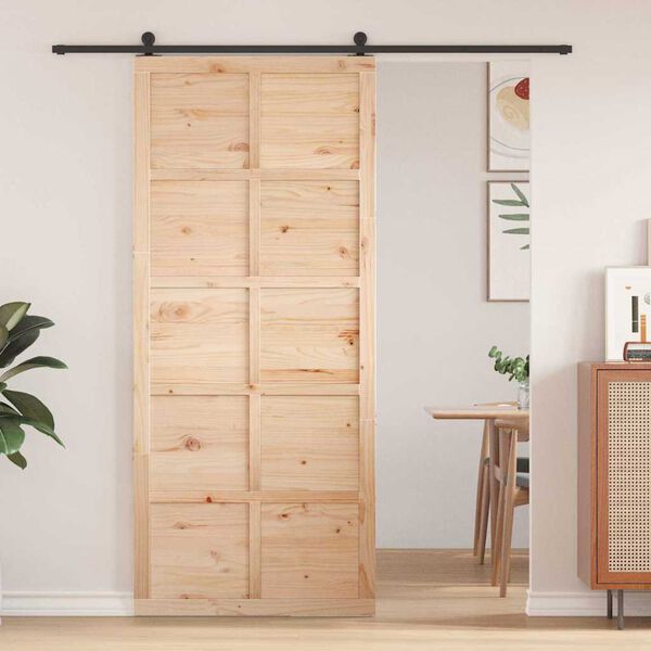 vidaXL Barn Door Brown 90 x 2.5 x 208 cm Solid Pine Wood