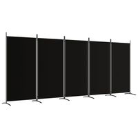 vidaXL 5-Panel Room Divider Black 433x180 cm Fabric