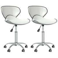 vidaXL Swivel Dining Chairs 2 pcs White Faux Leather